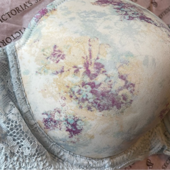 Victoria's Secret Dream Angels Lined Demi Floral Bra Light Blue Purple Size 36D - Picture 3 of 12